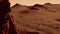 Fantastic martian landscape in rusty orange shades, Mars surface, Desert, Cliffs, sand. Alien landscape. Red planet mars