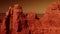 Fantastic martian landscape in rusty orange shades, Mars surface, Desert, Cliffs, sand. Alien landscape. Red planet mars