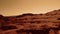 Fantastic martian landscape in rusty orange shades, Mars surface, Desert, Cliffs, sand. Alien landscape. Red planet mars