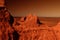 Fantastic martian landscape in rusty orange shades, Mars surface, Desert, Cliffs, sand. Alien landscape. Red planet mars