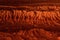 Fantastic martian landscape in rusty orange shades, Mars surface, Desert, Cliffs, sand. Alien landscape. Red planet mars