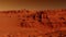 Fantastic martian landscape in rusty orange shades, Mars surface, Desert, Cliffs, sand. Alien landscape. Red planet mars