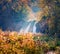 Fantastic morning view of pure water waterfall in Plitvice National Park. Fabulous autumn scene of Croatia, Europe. Abandoned plac