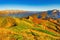 Fantastic mountain tops at autumn evening time.