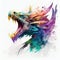 Fantastic multi-colored dragon on a white background. AI Generated