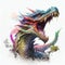 Fantastic multi-colored dragon on a white background. AI Generated
