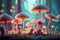 fantastic mushrooms in forest. magic world of mushrooms.