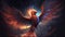 fantastic mystical bird phoenix fire bird flying illustration image generative AI