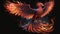 fantastic mystical bird phoenix fire bird flying image on dark background generative AI