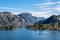 Fantastic nature landscape view of the fjord, mountains and sail