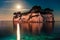 Fantastic night view of the Cameo Island. Slendid spring scene on the Port Sostis, Zakinthos island, Greece, Europe. Beauty of