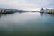 Fantastic Panoramic view of Danube River in cloudy weather