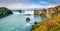 Fantastic panoramic view of powerful Godafoss waterfall. Dramatic sky over Godafoss. Location: Godafoss waterfall, Iceland, Europe