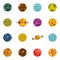 Fantastic planets icons set in flat style