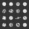 Fantastic planets icons set grey vector