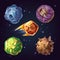 Fantastic planets, moons, asteroid sci-fi starry