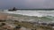 Fantastic Rocky coast. Sea waves impact rocky on the beach