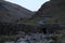 Fantastic shot of ruins on dry mountains background