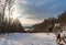 Fantastic snowy winter landscape at the Castle Heiligenberg on Lake Constance