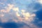 Fantastic soft clouds. Sweet sky, sunset sky. Astonishing sky in springtime. Natural sky composition. Element of design.