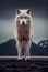 Fantastic specimen of the fierce White Wolf. Generative AI.