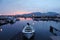 Fantastic sunset view of Boats in Beautiful Marina of Villasimius