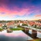 Fantastic sunset view on cityscape of Meissen town on the River Elbe