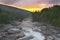 Fantastic sunset on a wildlife river