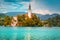 Fantastic travel location with Pilgrimage church and lake Bled, Slovenia