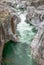 Fantastic view of a mountain river carving ist way through a wild rocky gorge