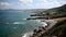 Fantastic view of the rocky coast with beautiful waves in Greece, Crete island