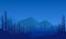 Fantastic view of the silhouette of the mountains with the forest from the edge of the city at nighttime. Vector
