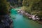 Fantastic view of Soca river near Kobarid in Slovenia