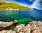 The Fantastic views of the adriatic sea under sunlight and blue