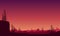 Fantastic views from the outskirts of the city at nighttime. Vector illustration