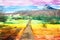 Fantastic watercolor landscape, the road to the top,