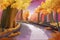 Fantastic Watercolor Style Painting: Forest Road