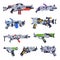 Fantastic Weapon and Raygun as Destructive Energy Gun Vector Set