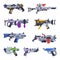 Fantastic Weapon and Raygun as Destructive Energy Gun Vector Set