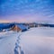 Fantastic winter landscape. Carpathian, Ukraine, Europe.