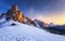 Fantastic winter landscape, Passo Giau with famous Ra Gusela, Nu