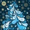 Fantastic xmas tree with paisley, snowflakes and stars