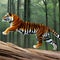 A fantastical combination of a tiger and a bird, with striped fur and majestic wings, prowling through a surreal landscape1, Gen