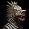 Fantastical Crocodile In Zebra Mask: A Biomorphic Sculpture