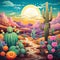 Fantastical Desert Landscape with Surreal Succulents