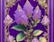 A fantastical extremely beautiful lilac, highly detailed colored engraving, frame, AI Generated