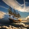 A fantastical flying ship sailing through the clouds, crewed by a diverse group of adventurers4, Generative AI