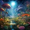 Fantastical Garden in Surrealist Art Style