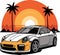 Fantastical lovely sport car sunrise summer art