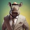Fantastical Rhino: A Photorealistic Portrait Of A Suited Rhino